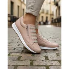 Tenis Casual Feminino Zíper Lateral Calce Fácil Moda Lançamento