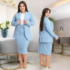 Blazer Feminino Social Saia Lapis Midi Com Cinto Moda Evangelica Tamanho Grande Para Congresso Luxo
