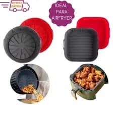 Forma para Airfryer de Silicone Cozimento Quadrada e Redonda