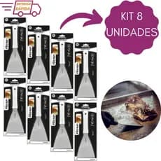 Kit 8 Espátulas em inox Reta 4 " Premium Chapa Hambúrguer Lanchonetes Chapeiro Churrasco