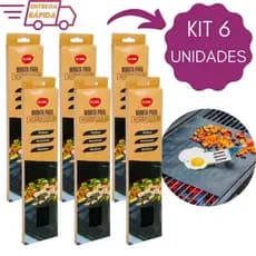 Kit 6 Manta Churrasqueira de Teflon Multiuso Antiaderente para Churrasco Grill e Legumes