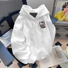 Inverno Novo Moletom Com Capuz Feminino Japonês Doce Estilo Universitário Desenho Animado HelloKitty Estampado De Manga