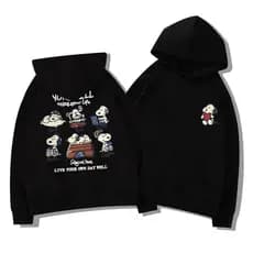 Moletom Solto Chique Desenho Animado Snoopy Moletom Unissex Outono Com Capuz