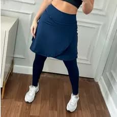 Calça Legging Saia Transpassada Evangelica Academia Fitness Yoga Casual Caminhada