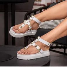 Sandália Feminina Tiras Papete Confortável Rasteirinha Confortável Strass Anatômica Leve Plataforma