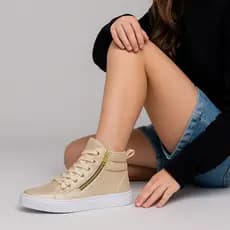Tênis Botinha Feminina Sneaker Zíper Lateral Treino Promo Várias Cores Calce Fácil Confortável