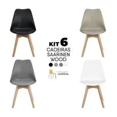 Kit 6 Cadeiras Saarinen Wood Leda Moderna para Sala de Jantar Recepção Clínica - Seat&co