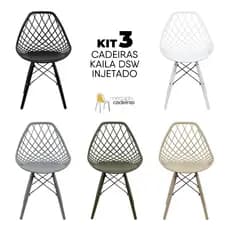Kit com 3 Cadeiras Kaila Pés em Polipropileno para Sala de Jantar Cozinha e Área Gourmet - Seat&co