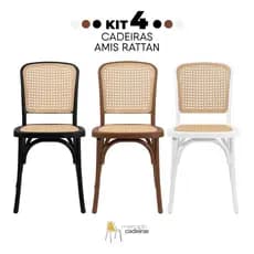 Kit 4 Cadeiras Amis Rattan Polipropileno Sala Cozinha Jantar Restaurante