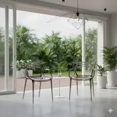 Kit 2 Cadeiras Allegra Policarbonato Fumê Sala Cozinha Jantar Empilhável Externa Mercado Cadeiras