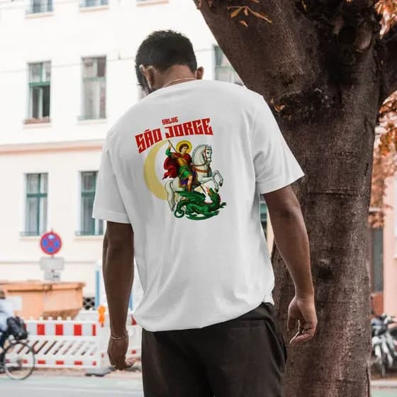 Camiseta São Jorge Camisa Básica Personalizada Unissex Algodão 30.1 Premium