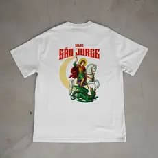 Camiseta Oversized Streetwear Malhão Salve São Jorge Unissex