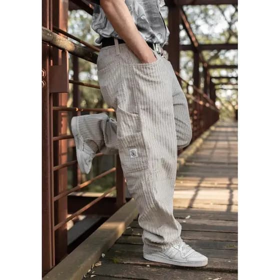 Calça Cargo Streetwear Masculina Veludo Canelado Areia