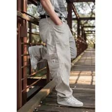 Calça Cargo Streetwear Masculina Veludo Canelado Areia