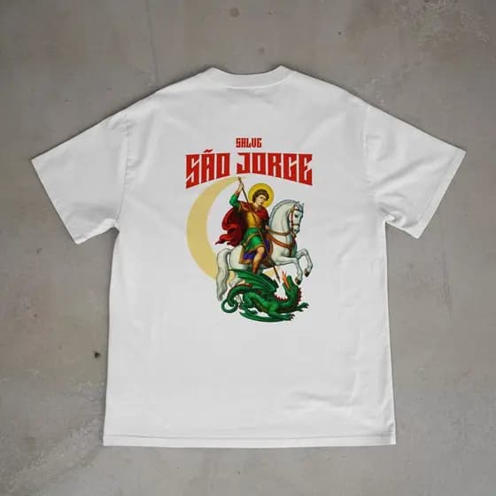 Camiseta Salve São Jorge Unissex Tradicional Algodão