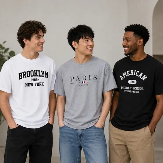 KIT 3 Camisetas Masculina Streetwear Estampada Brooklyn Paris American 100% Algodão Manga Curta Casual Urbana
