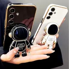 Capinha de Celular Luxuosa com Suporte Astronauta para Samsung M15/M55