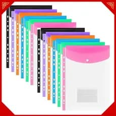 Carteiras De Plástico A4 Bolsos Perfurados A4 12 Pacotes Pastas Arquivos De Documentos De Envelope Expansíveis Para Esco