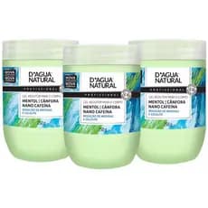 Kit 3 Potes Gel Redutor Dagua Natural Mentol Cânfora Cafeína 750g Redução de Medidas e Celulite