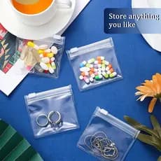 10PCS Sacos De Comprimidos Transparentes Com Zíper Reutilizáveis Auto-Vedantes Organizador De Viagem Armazenamento De