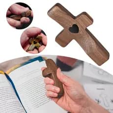 Fidget Cruzado De Madeira , Cruz Portátil De Nogueira Para Aliviar A Ansiedade , Minha Oração De Coração