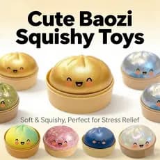 RARE GLITTER Dumpling Squishy Toy Bun Box Bao Edição Limitada Squishies