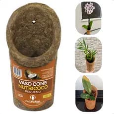 Vaso de pendurar Xaxim Fibra Coco Orquídeas Cone Sustentável Nutriplan Suspenso Orquídea Nutricoco