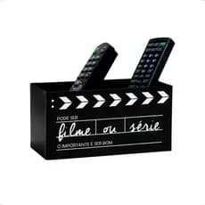 Suporte  Organizador Porta Controle Remoto TV DVD Som Aço Cinema Filme Ou Série 4 Controles Geguton
