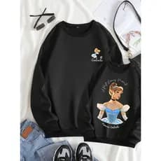 Moletom Gola Careca Princesas Blusa de Frio Sem Capuz Sem Bolso Disney Clássicas Personalizadas