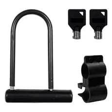Trava Tranca Cadeado U Bike Bicicleta Moto U Lock Em Aço 245 Reforçada Preto 20 cm 13mm