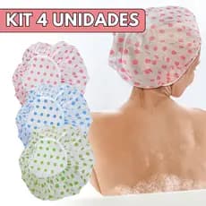 Kit Touca Banho C/ Elástico Ajustável Plástico Impermeável Hidratação Cronograma - Escolha Seu Kit