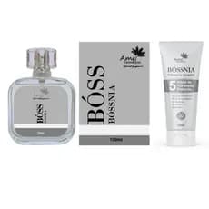 Kit Perfume e Hidratante Masculino Bóssnia Amei Cosmeticos Alta Fixação 33% de Essência Importada