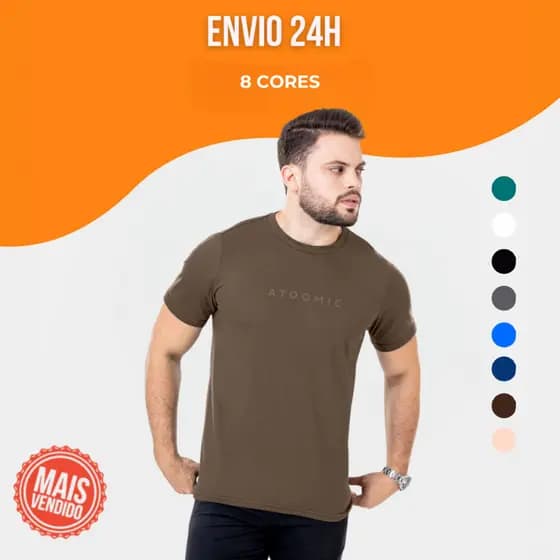 Camiseta Básica Estampa Atoomic Várias Cores Fio 30.1 Premium Camisa Blusa