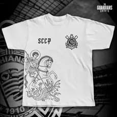 Camiseta Corinthians Timão São Jorge fé Alvinegra 100% Algodão