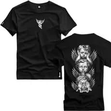 Camiseta Estampada Anjos Estilosa Streetwear Malha Diferenciada Top Algodão Moda Masculina