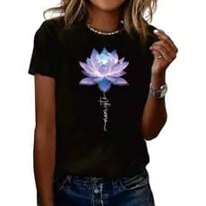 Camiseta Flor De Lótus Roxa Namastê Estilo Zen