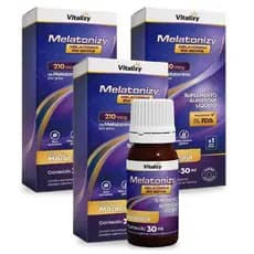 Kit 3x30ml Melatonina em Gotas Sabor Maracujá 210mcg por Gota 1800 Gotas Rápida Absorção Zero Açúcar Vitalizy