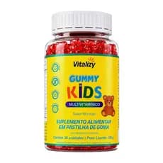 Gummy Kids Multivitamínico Infantil A-Z Zero Açúcar Morango 30 Gomas Vitalizy