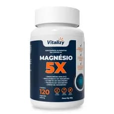 Magnésio 5 em 1 500mg 120 Cápsulas 5 Fontes Bisglicinato Malato Taurato Cloreto Alto Teor Original Vitalizy