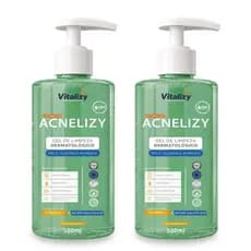 Kit 2x500ML Gel de Limpeza Facial Controle da Oleosidade Pele Oleosa e Acneica Limpeza Profunda Vitalizy