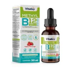 Vitamina B12 30ml Metilcobalamina Gotas Alto Teor 320 Gotas 414%VD Rápida Absorção Zero Açúcar Vitalizy