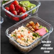 Pote Marmita 1520ml Hermética Com Divisória em Vidro Borossilicato Tampa com trava
