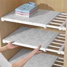Prateleira Inteligente Extensível Retrátil 48 a 80 cm Branca Extensível sapateira guarda roupa