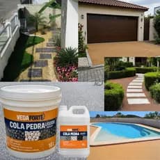 Cola Pedra Fixador trava Pedras seixos Drenante Jardim Calçadas Garagem passagens pisninas Caminhos