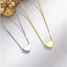 Colar Corrente Mini Coração Liso Veneziana Folheado Prata e Dourado (Regulável)