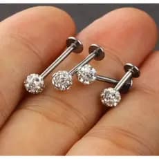 Piercing Ponto de Luz Zircônia Cravejada 3mm em Aço Cirúrgico