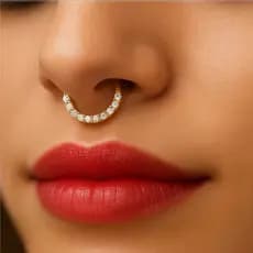 Piercing Septo Nariz Argola 6mm ou 8mm Daith Helix Cravejado Strass Zircônia