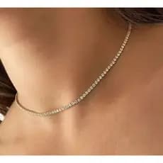 Colar Gargantilha Choker Riviera Feminino Folheado Prata 925 | Ajustável