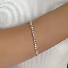 Pulseira Riviera Cristal Zircônia Brilhante Elegante Folheado a Prata 925 e Ouro 18k