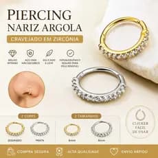 Piercing Nariz Cartilagem Argola Cravejado Strass  Estiloso Delicado